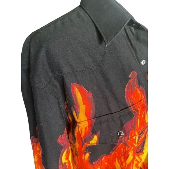 Wrangler Men's Western Bull Flame Vintage Long Sleeve Button-Down Shirt Large - Picture 5 of 11